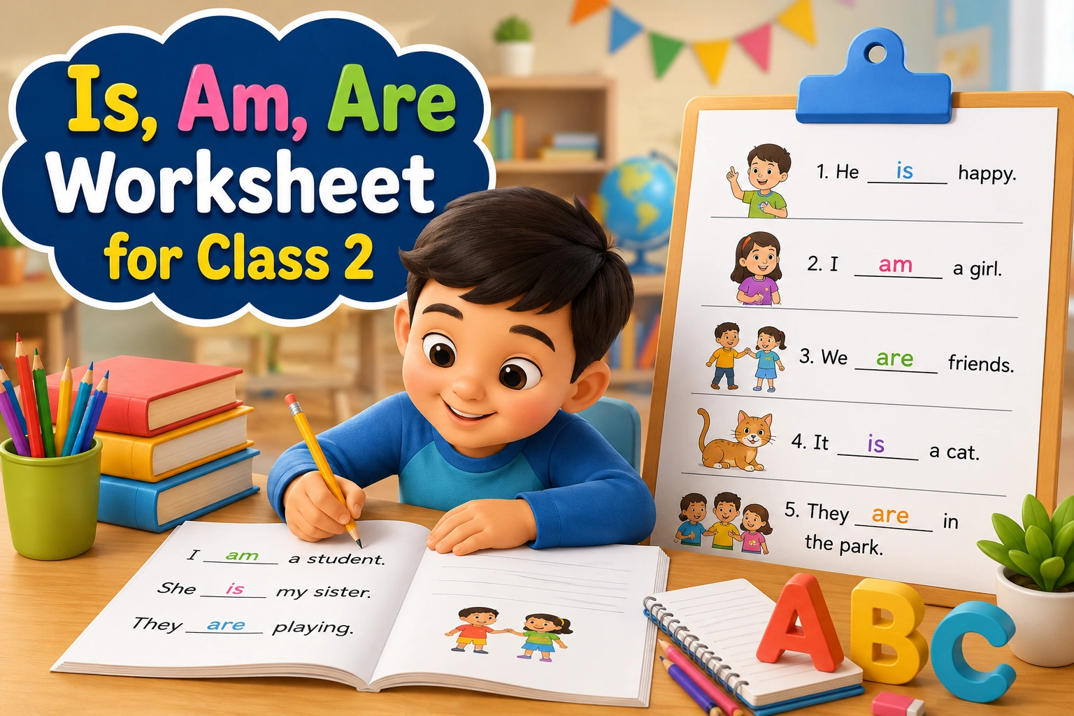 Is am Are worksheet for class 2