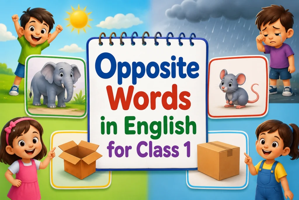 Explore opposite words in English class 1 - Oratrics