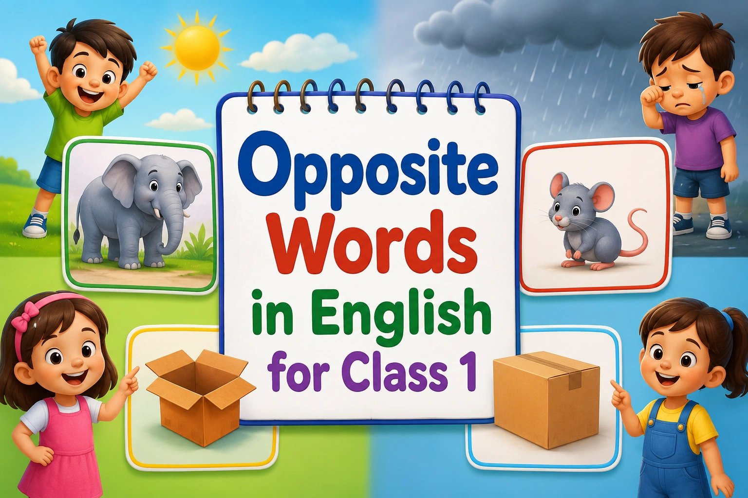 Explore opposite words in English class 1 - Oratrics