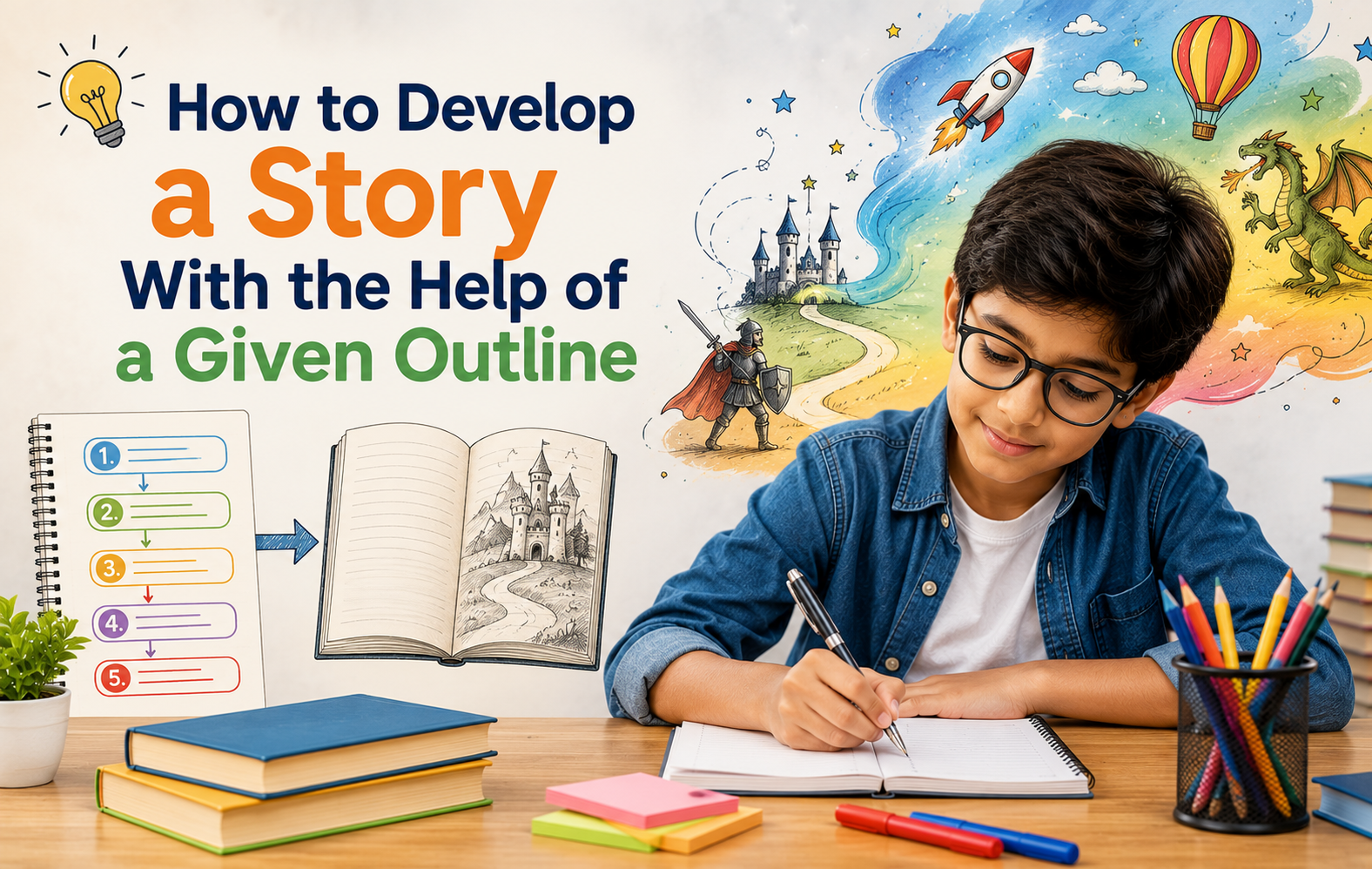 How to develop a story with the help of a given outlines - Oratrics