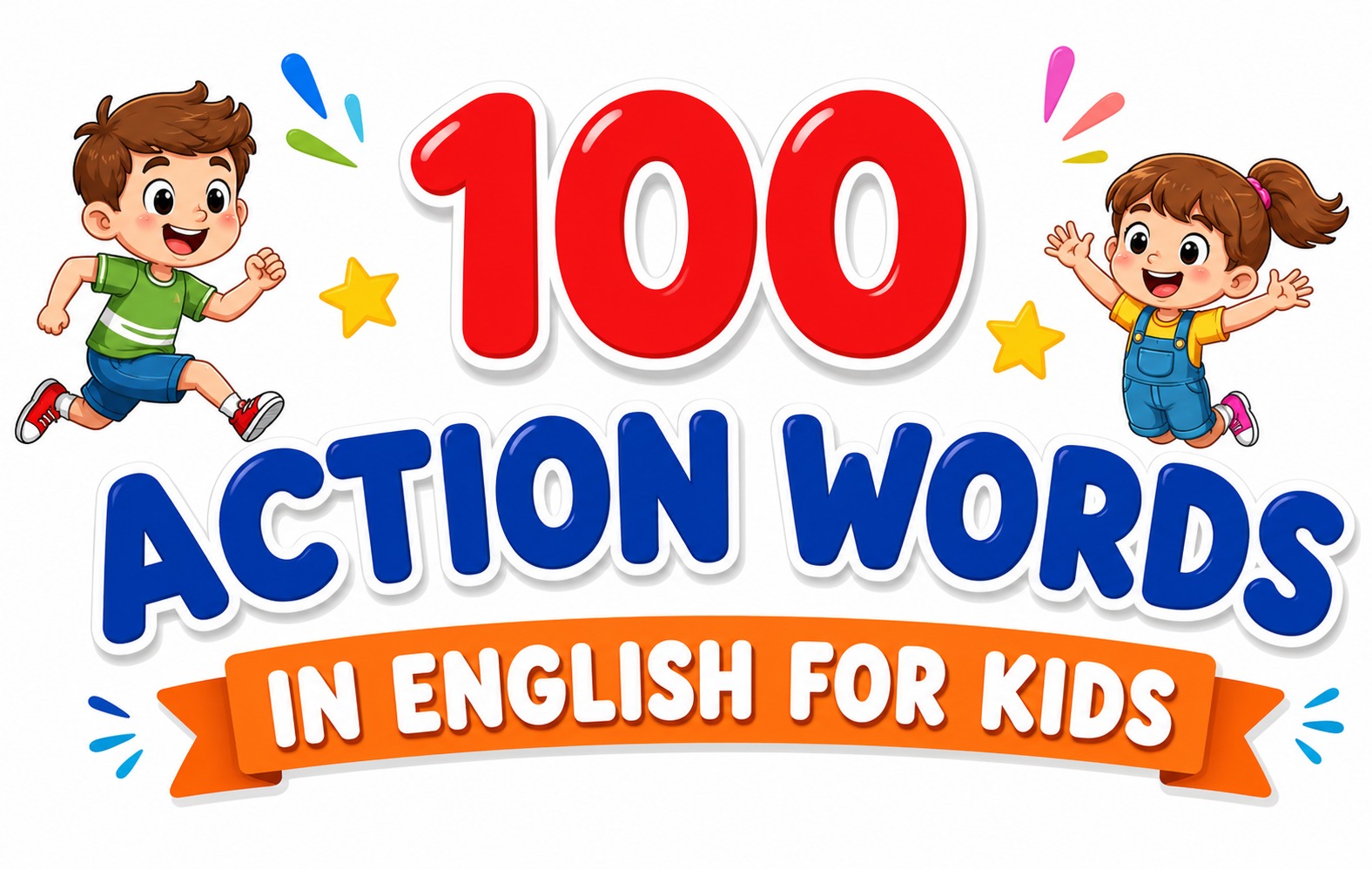 100 action words in English for kids