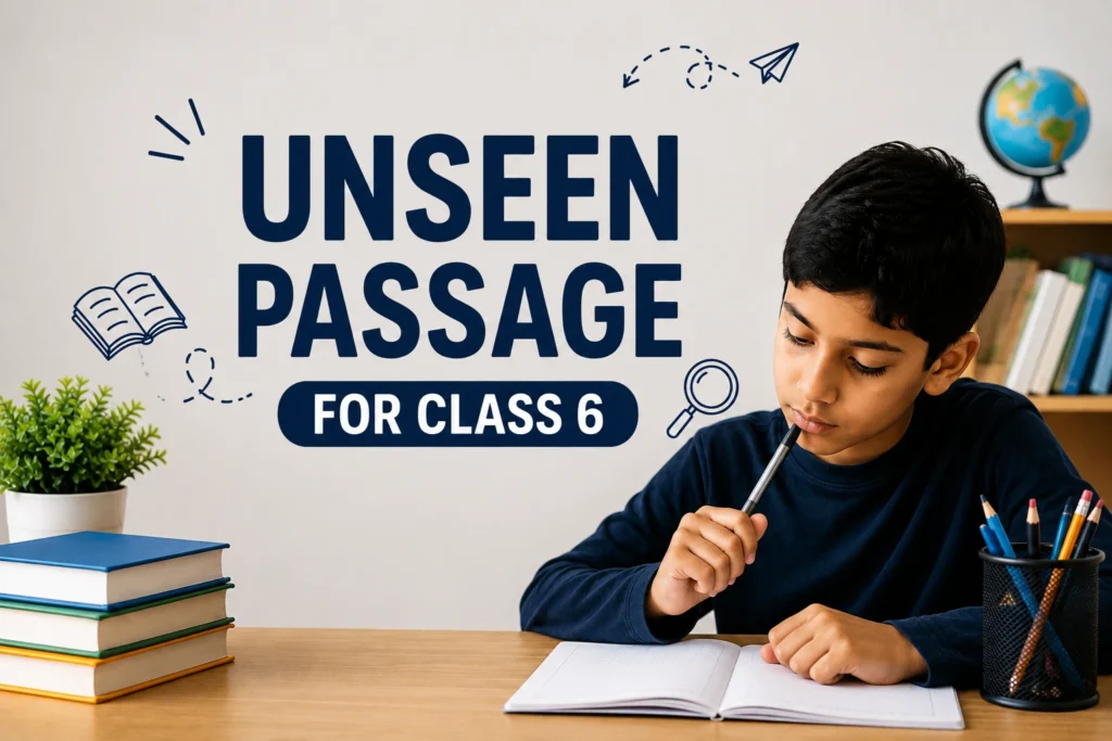 Complete worksheet for Unseen passage for class 6 - Oratrics