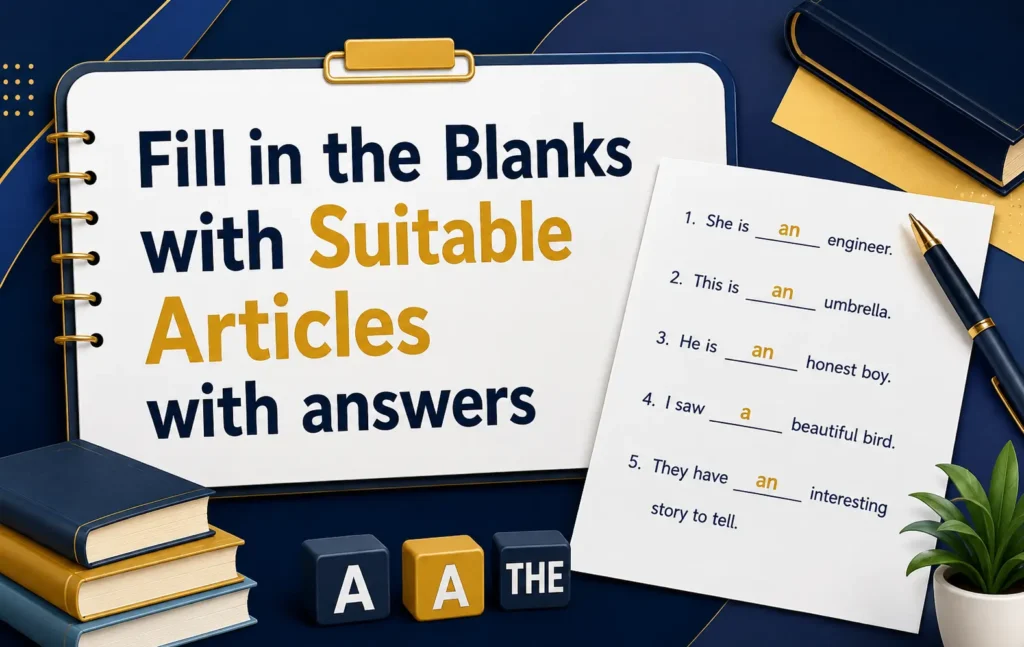 Filling the blanks with suitable articles grammar exercise for students.