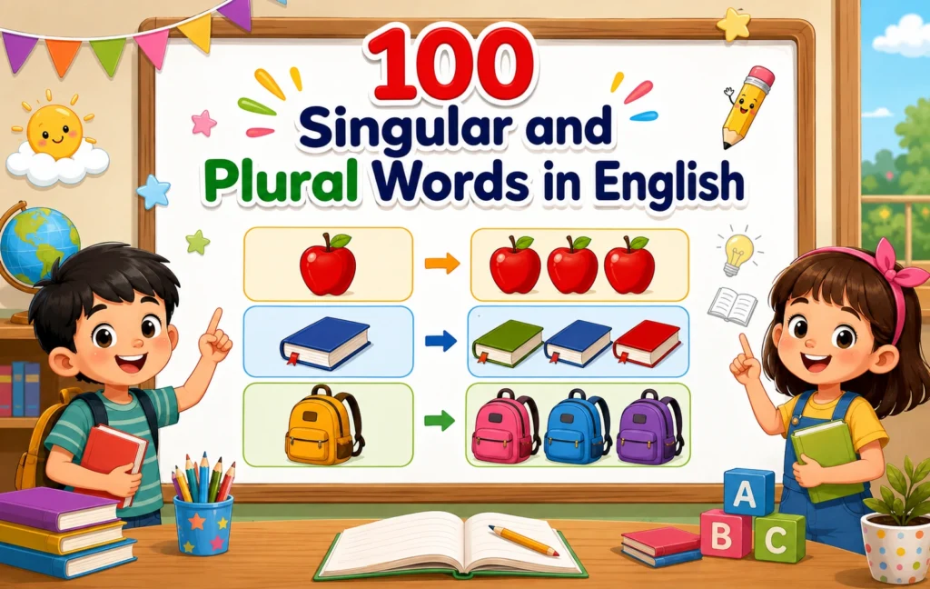 100 singular and plural words in English for class 1 to 5 students - Oratrics