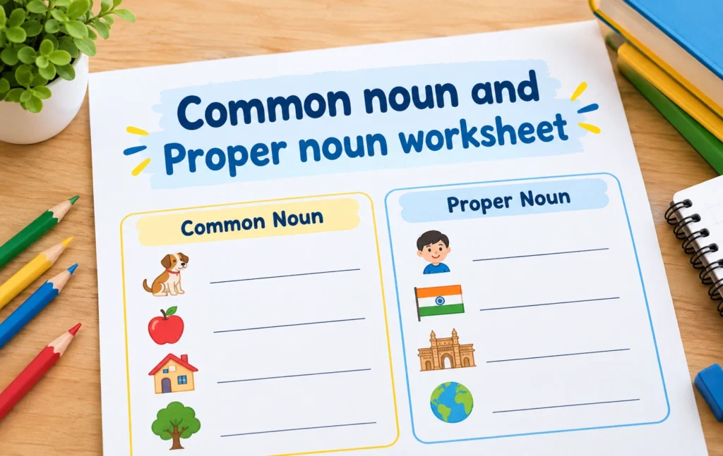 Common noun and proper noun worksheet for students - Oratrics