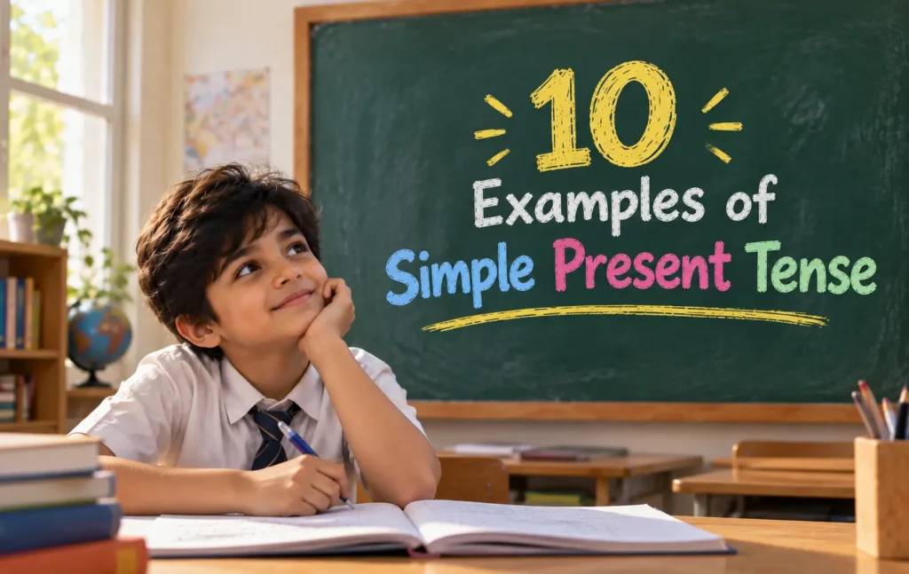 10 examples of simple present tense with easy sentences for English learners
