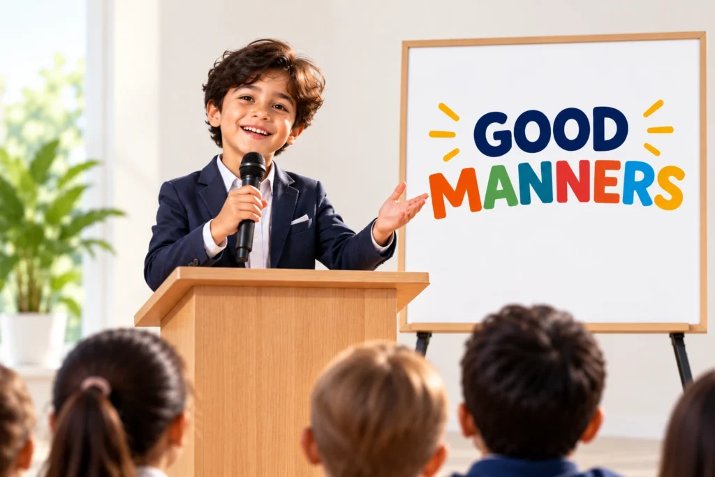 Good manners speech for students about kindness, respect, and polite behavior