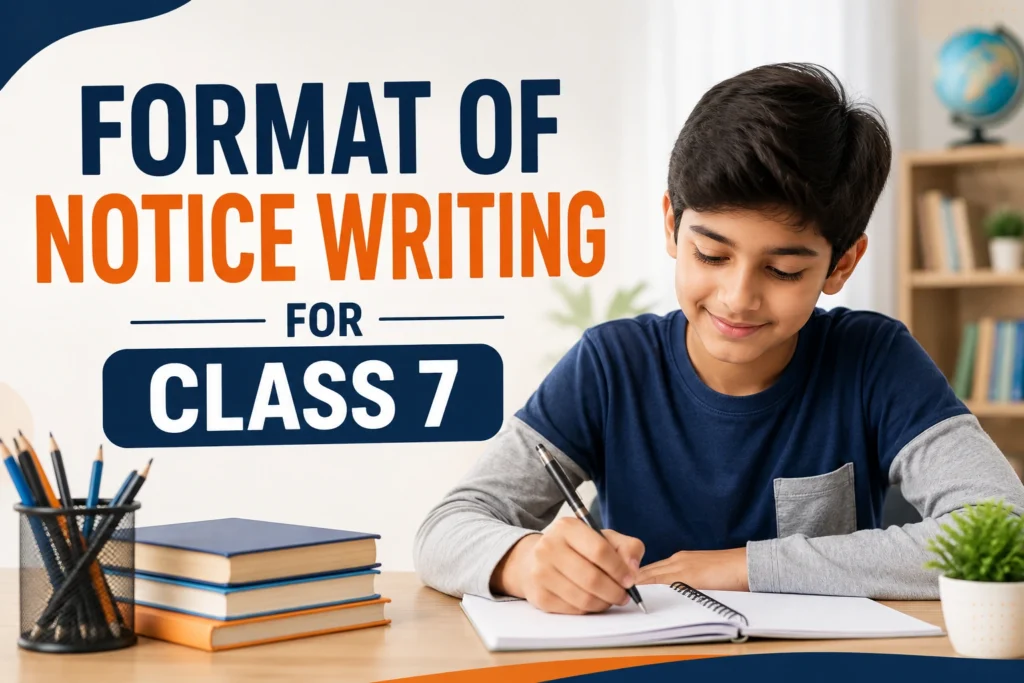 Format of notice writing for Class 7 students