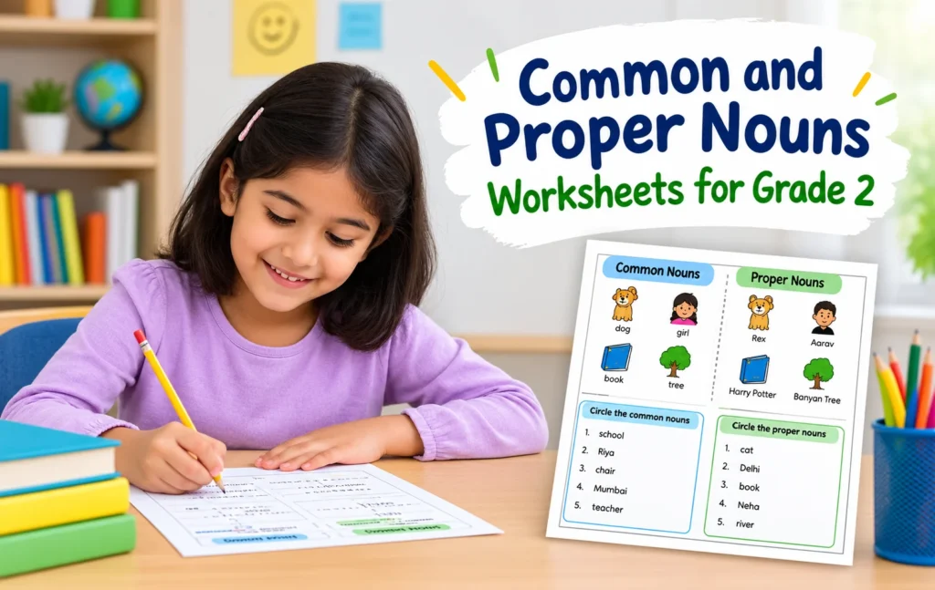Common and proper nouns worksheets for grade 2 with fun noun exercises for children