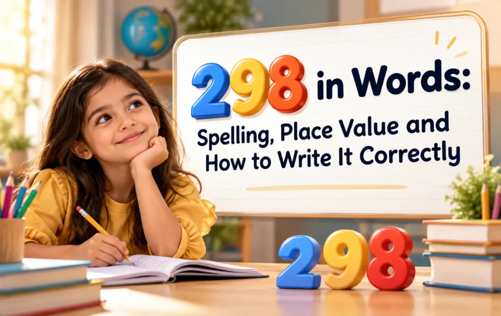 298 in words spelling, place value, and correct number writing for students