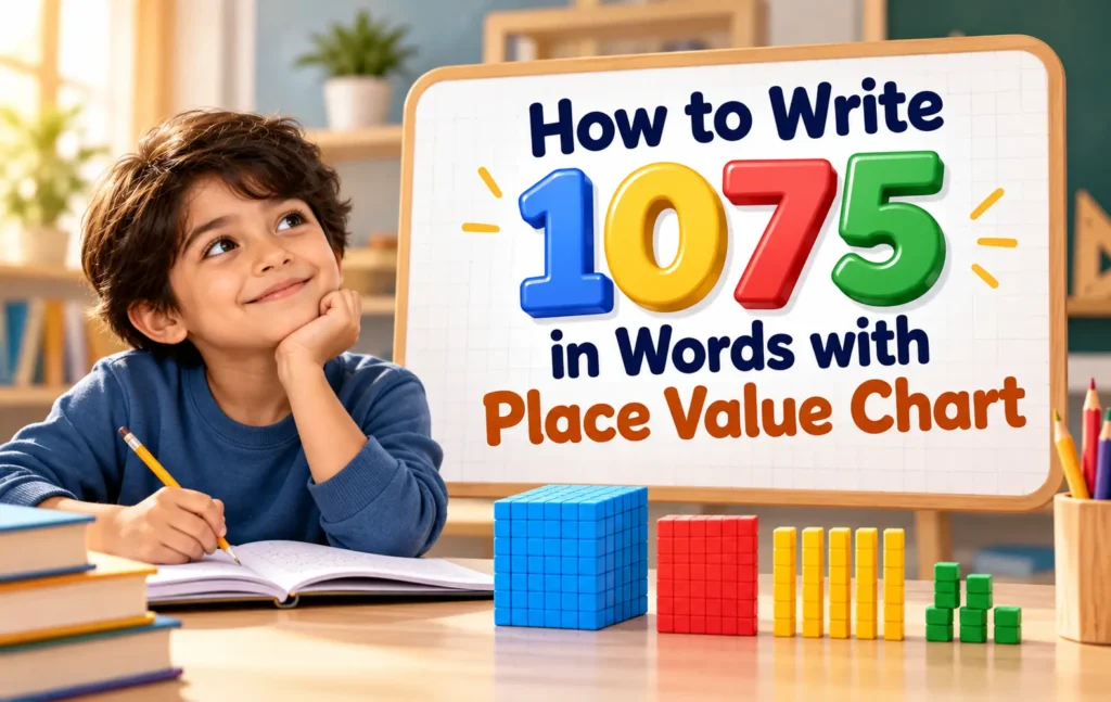 How to write 1075 in words using a place value chart for students