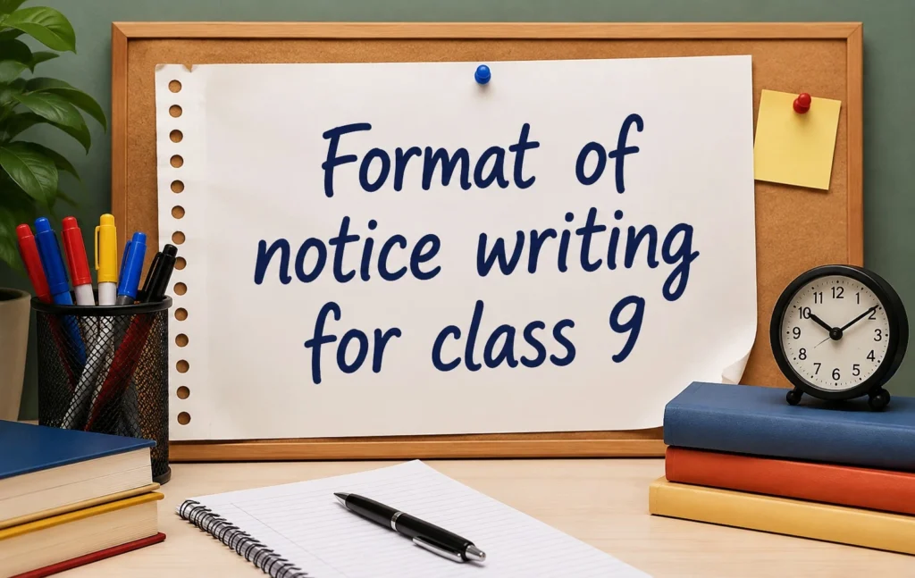 Format of notice writing for class 9 with labeled parts