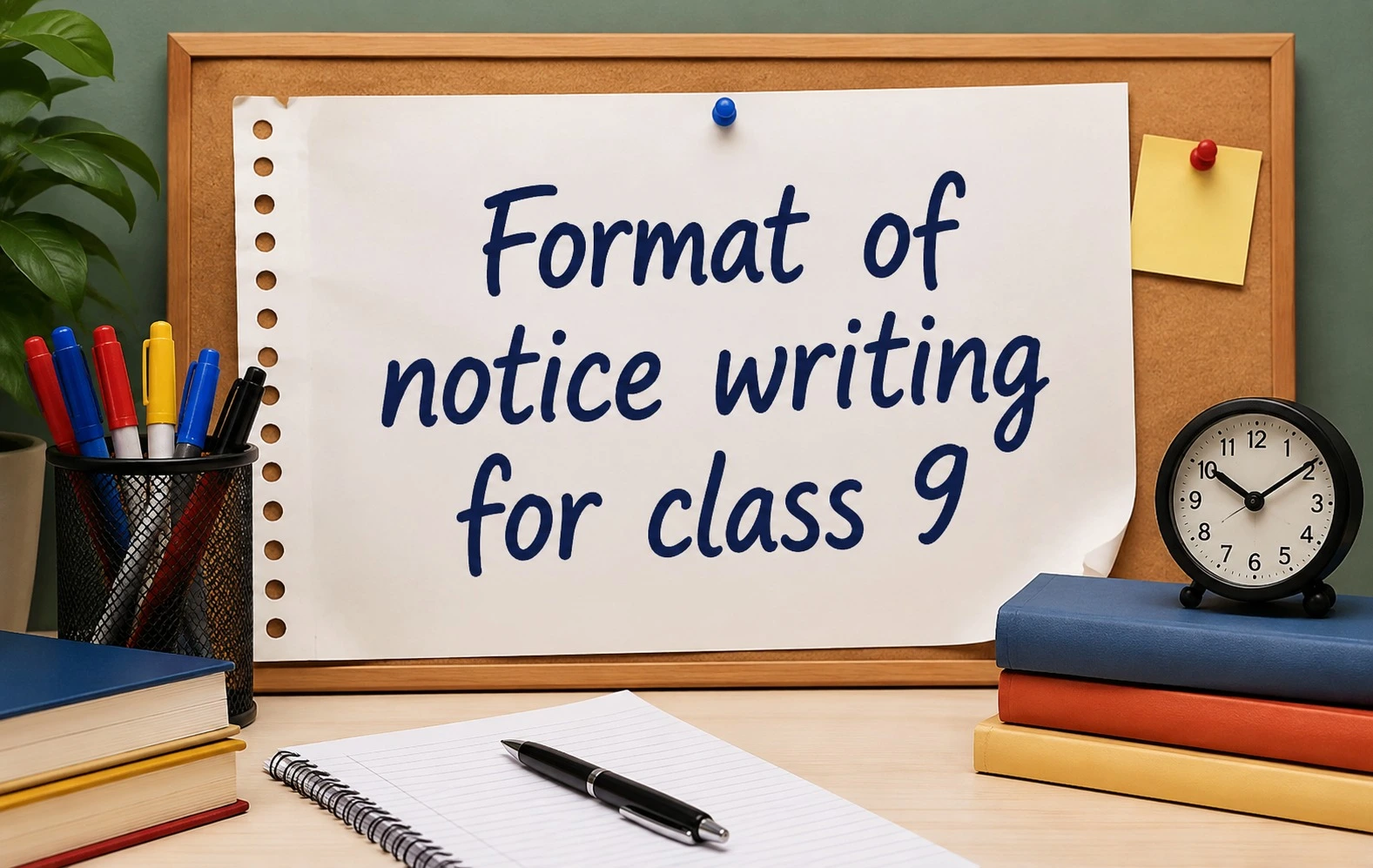 Format of notice writing for class 9 with labeled parts