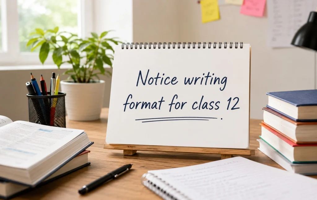 Notice writing class 12 format with labeled parts