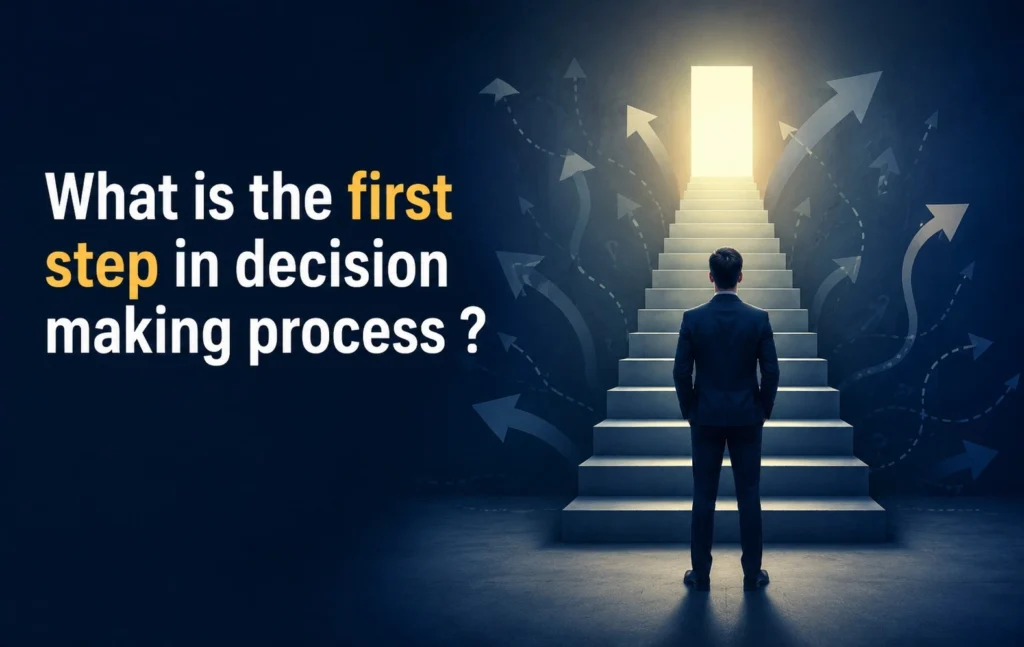 What is the first step in decision making process explained through a visual guide