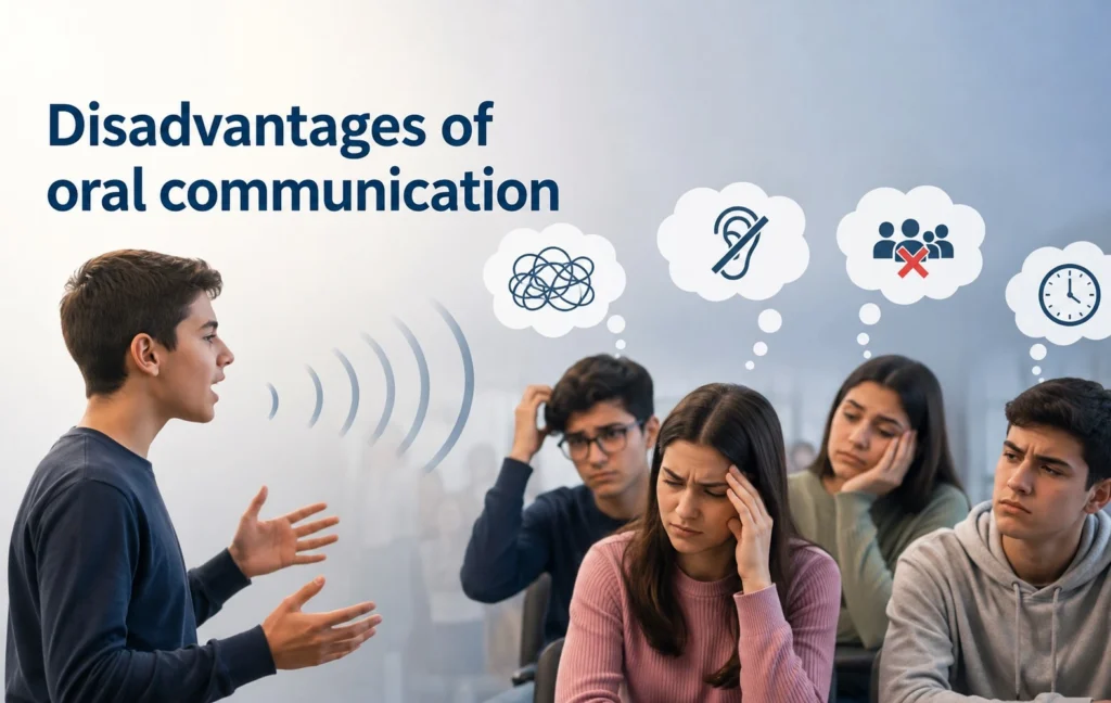 Disadvantages of oral communication illustrated in a professional workplace meeting