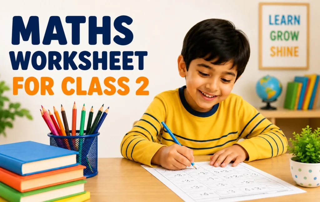 Maths worksheet for class 2 students with engaging arithmetic and problem-solving exercises