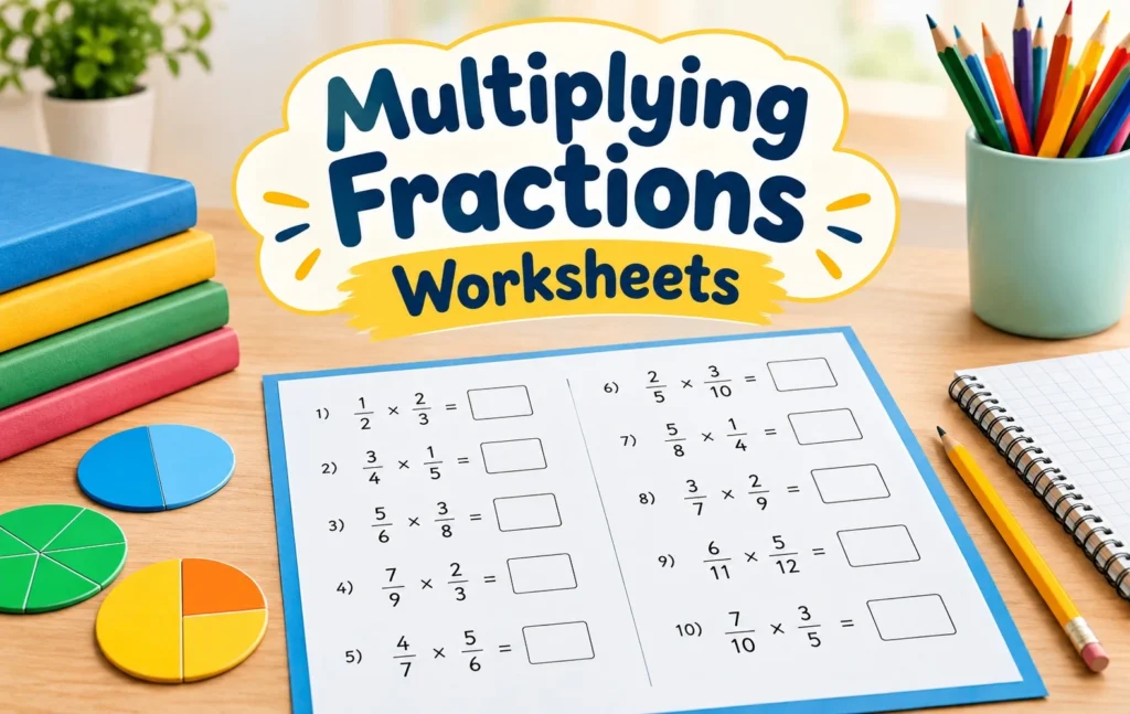 Multiplying fractions worksheets for students