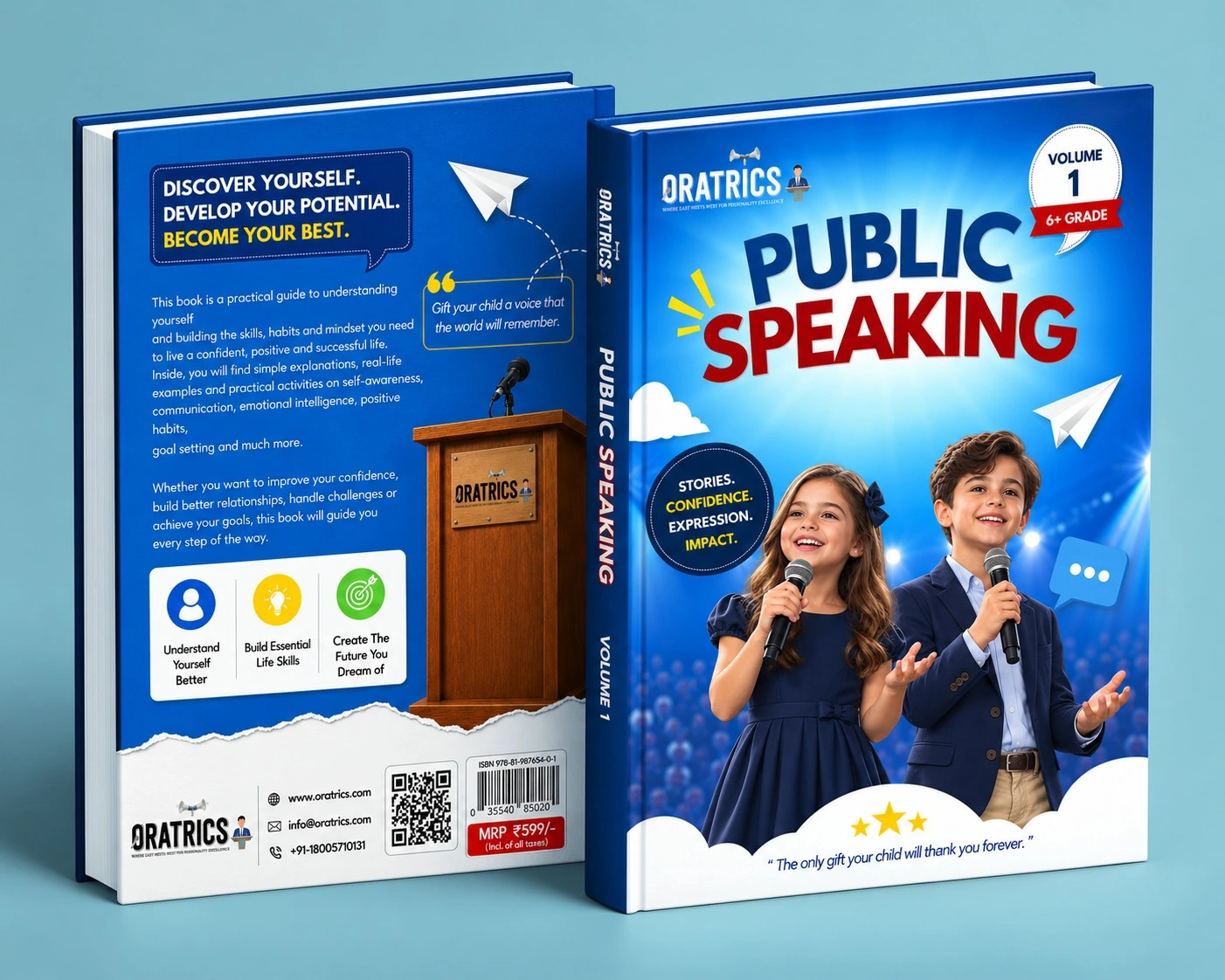 Oratrics Public Speaking book for grade 6+ volume 1