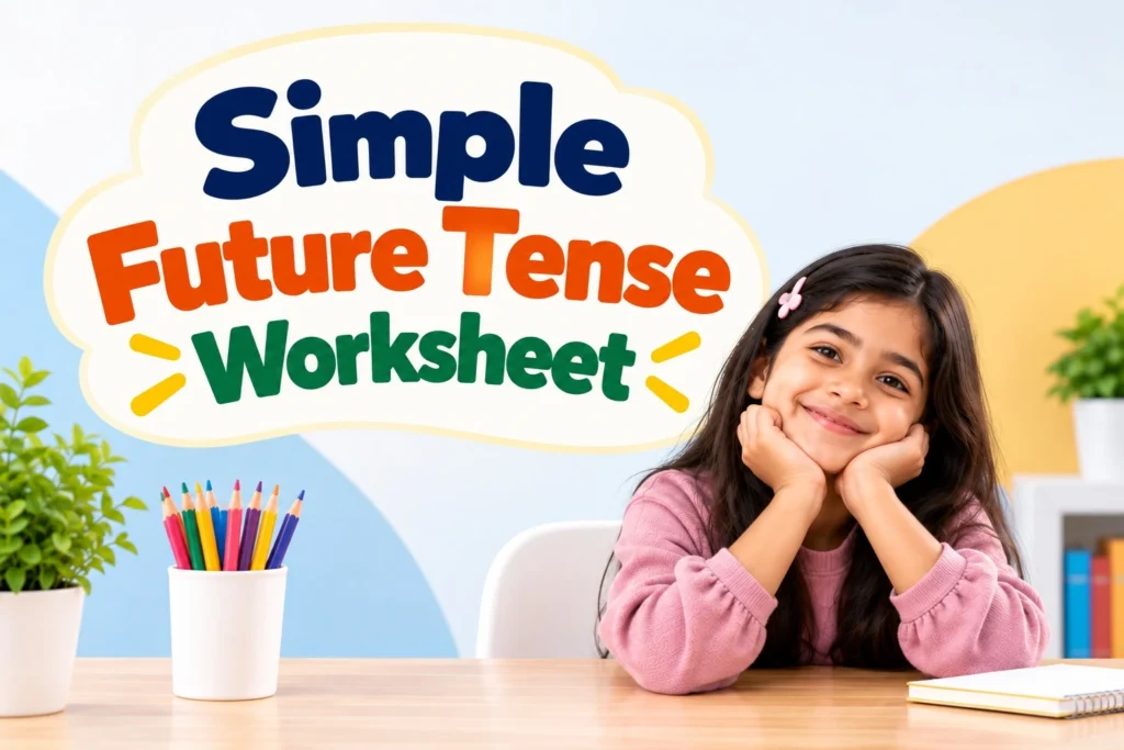 Simple future tense worksheet with grammar exercises for students and English learners