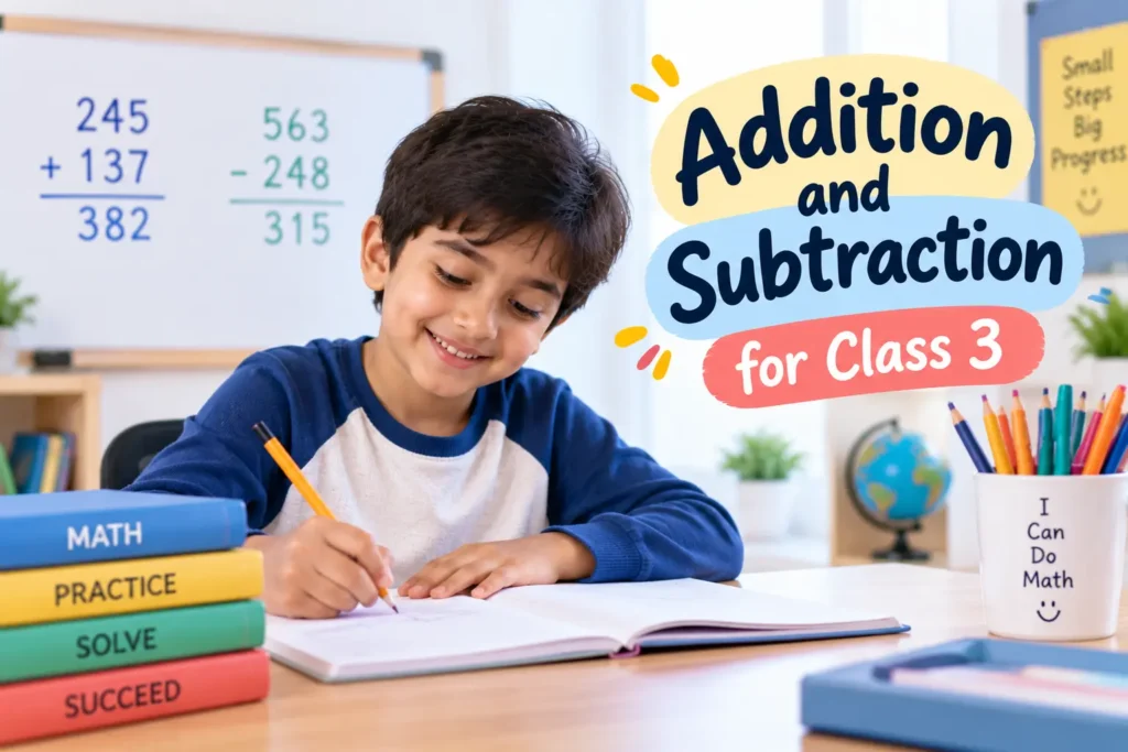 Addition and subtraction for Class 3 students with math practice