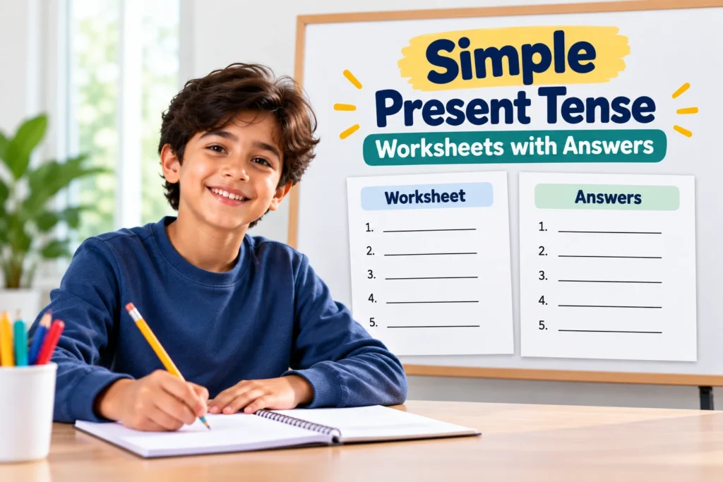 Simple present tense worksheets with answers for English grammar practice